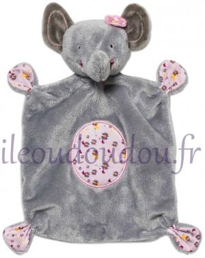 Doudou éléphant gris et rose à fleurs Gémo - Vétir