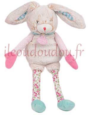 Peluche lapin beige rose et vert *Les Choupidoux* - Moyen modèle - DC2763 Doudou et compagnie