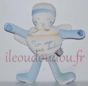 Peluche ange bleu et blanc Mon ange porte-bonheur 2000 Sucre d'Orge, Vintage