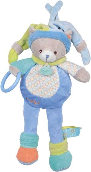 Peluche d'activité chat gris bleu vert et orange Nino - BN013 Baby Nat