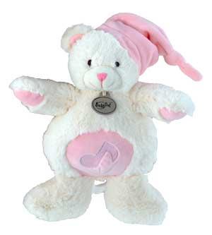 Peluche musicale ours blanc et rose Câlins BN784 Baby Nat