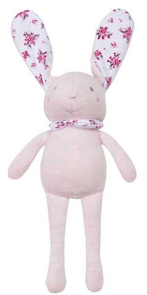 Peluche lapin rose et fleuri Grain de blé