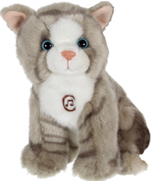 Peluche sonore chat tigré gris Gipsy