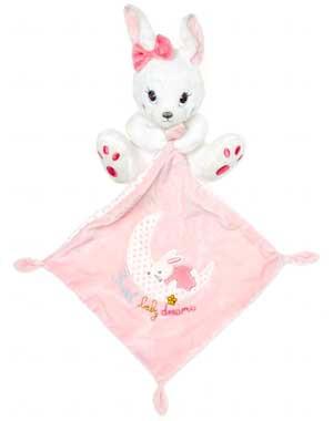 Doudou peluche lapin blanc tenant un mouchoir rose Nicotoy, Simba Toys (Dickie), Kiabi - Kitchoun