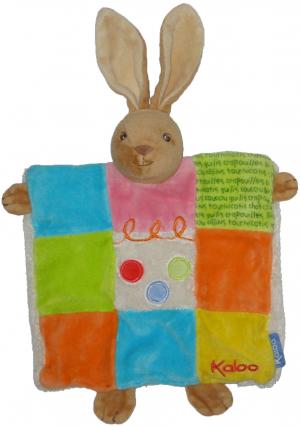 Doudou lapin marionnette patchwork Anniversaire Kaloo