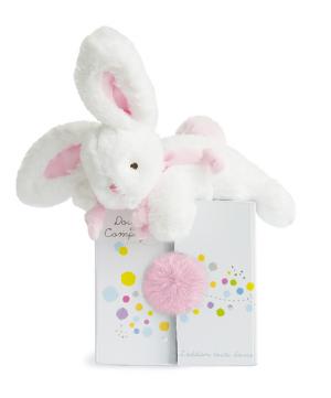 Peluche lapin blanc et rose Coucou Doudou sorbet DC2820 Doudou et compagnie