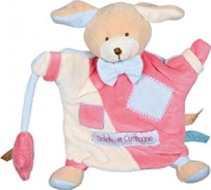 Doudou chien marionnette rose bleu Zélie Zig-Zag DC2561 Doudou et compagnie