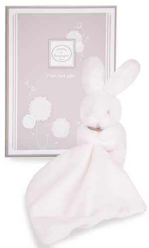 Peluche lapin blanc tenant un mouchoir *Mon tout petit* - DC2830 Doudou et compagnie