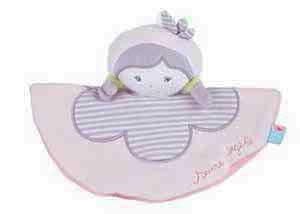 Doudou poupée rond rose et violet Sucre d'Orge