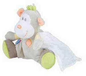 Peluche singe cajou marron orange et vert Sucre d'Orge