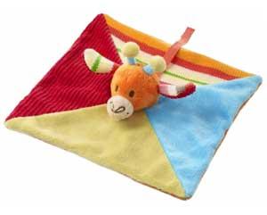 Doudou girafe Giro orange rouge vert bleu et rayé Happy Horse