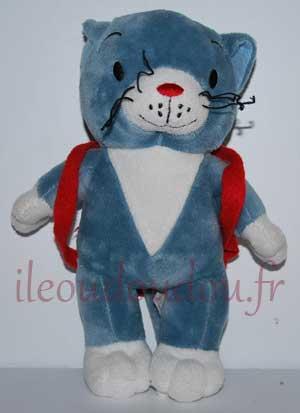 Doudou peluche chat bleu blanc et rouge FLEURUS Marques diverses