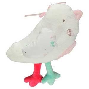 Peluche oiseau blanc rose et vert Orchestra, Prémaman