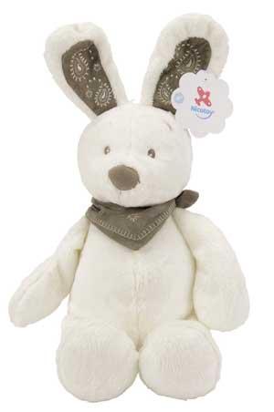 Peluche lapin blanc avec bandana marron *My friend Teddy* Nicotoy, Simba Toys (Dickie)