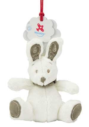 Peluche lapin blanc assis avec bandana marron *My friend Bunny* Nicotoy, Simba Toys (Dickie)