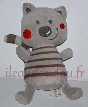 Peluche chat KAZIBAO gris rayé Orchestra