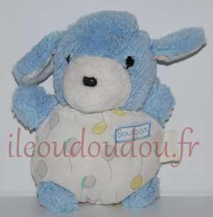Peluche chien bleu et blanc Boulgom, Vintage