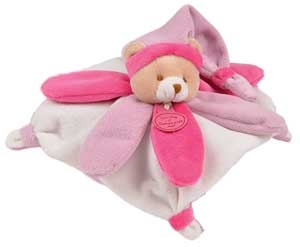 Mini doudou ours rose et blanc *Collector* - DC2790 Doudou et compagnie