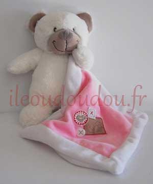Peluche ours blanc et rose C&A Nicotoy