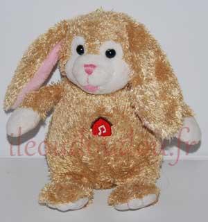 Peluche lapin sonore marron blanc et rose Gipsy
