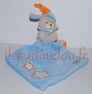 Peluche chien marron orange et bleu tenant un mouchoir - luminescent - BN792 Baby Nat