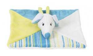 Doudou chien blanc, bleu et jaune Dooby Happy Horse