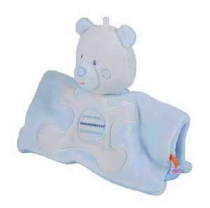 Doudou ours bleu ciel et gris clair Sucre d'Orge