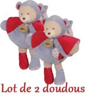 Doudou ours Capucine rose fuschia et mauve BN702 Baby Nat