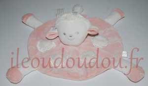 Doudou plat rond mouton rose et blanc  Brioche, Kimbaloo - La Halle