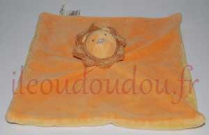 Doudou plat lion orangeet jaune *Les Zazous* Moulin Roty