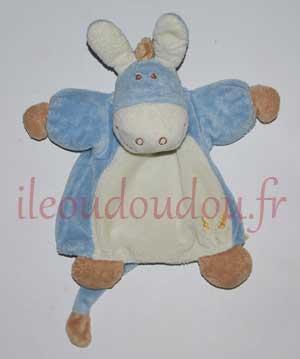 Marionnette âne bleu, blanc et marron Paco Noukie's