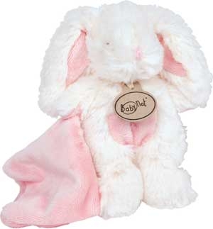 Peluche lapin blanc et rose avec mouchoir *Câlins* - BN045 Baby Nat