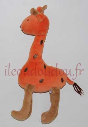 Peluche girafe orange et marron Jacadi
