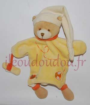 Marionnette ours marron, jaune, orange et blanc *Jules* Baby Nat
