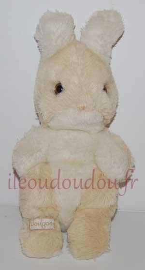 Peluche lapin blanc et beige debout Boulgom, Vintage
