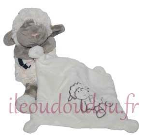 Peluche mouton blanc et gris tenant un mouchoir I2C I2C, Kiabi - Kitchoun