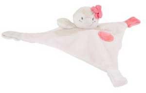 Doudou Coco triangle pingouin blanc et rose  Noukie's