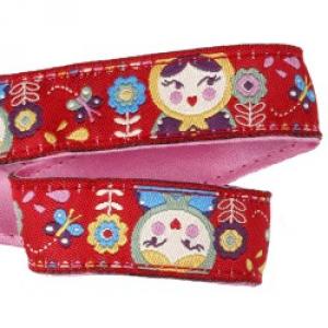 Attache doudou Poupée russes doublé de satin rose