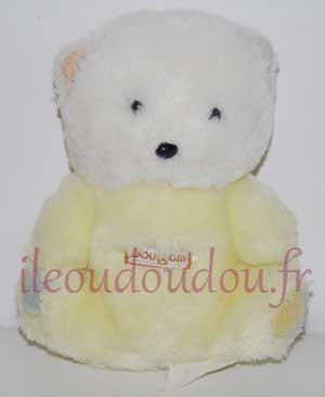 Peluche ours chat jaune et blanc Boulgom, Vintage