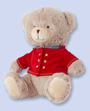 Ours peluche beige et rouge Jacadi