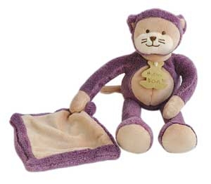 Peluche chat violet et marron clair tenant un mouchoir *Les Tilalou* - HO2228 Histoire d'ours