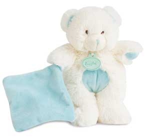 Peluche ours bleu blanc doudou Câlins BN071 Baby Nat