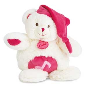 Peluche musicale ours fuschia et blanc *Câlins* - BN072 Baby Nat