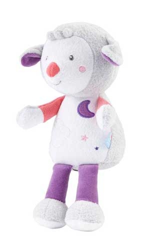 Peluche mouton gris, blanc, rose et violet luminescent Sucre d'Orge