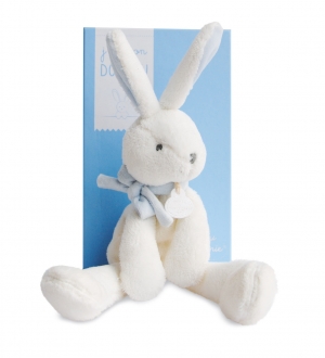 Peluche lapin blanc et bleu *J'♥ mon doudou* - DC2911 Doudou et compagnie