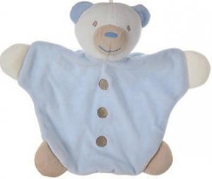 Doudou ours bleu boutons Sucre d'Orge