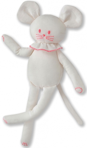 Doudou souris blanche et rose Petit Bateau