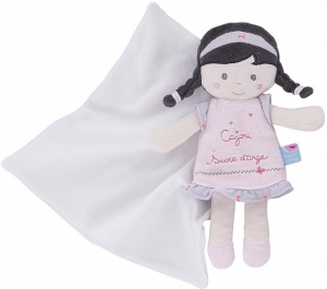 Doudou poupée fillette Cajou rose et gris Sucre d'Orge