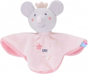 Doudou souris LOVE rose et gris Sucre d'Orge