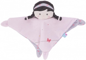 Doudou fillette rose et gris papillons Sucre d'Orge